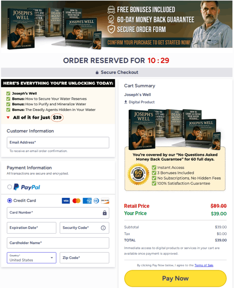 Joseph's Well System Checkout